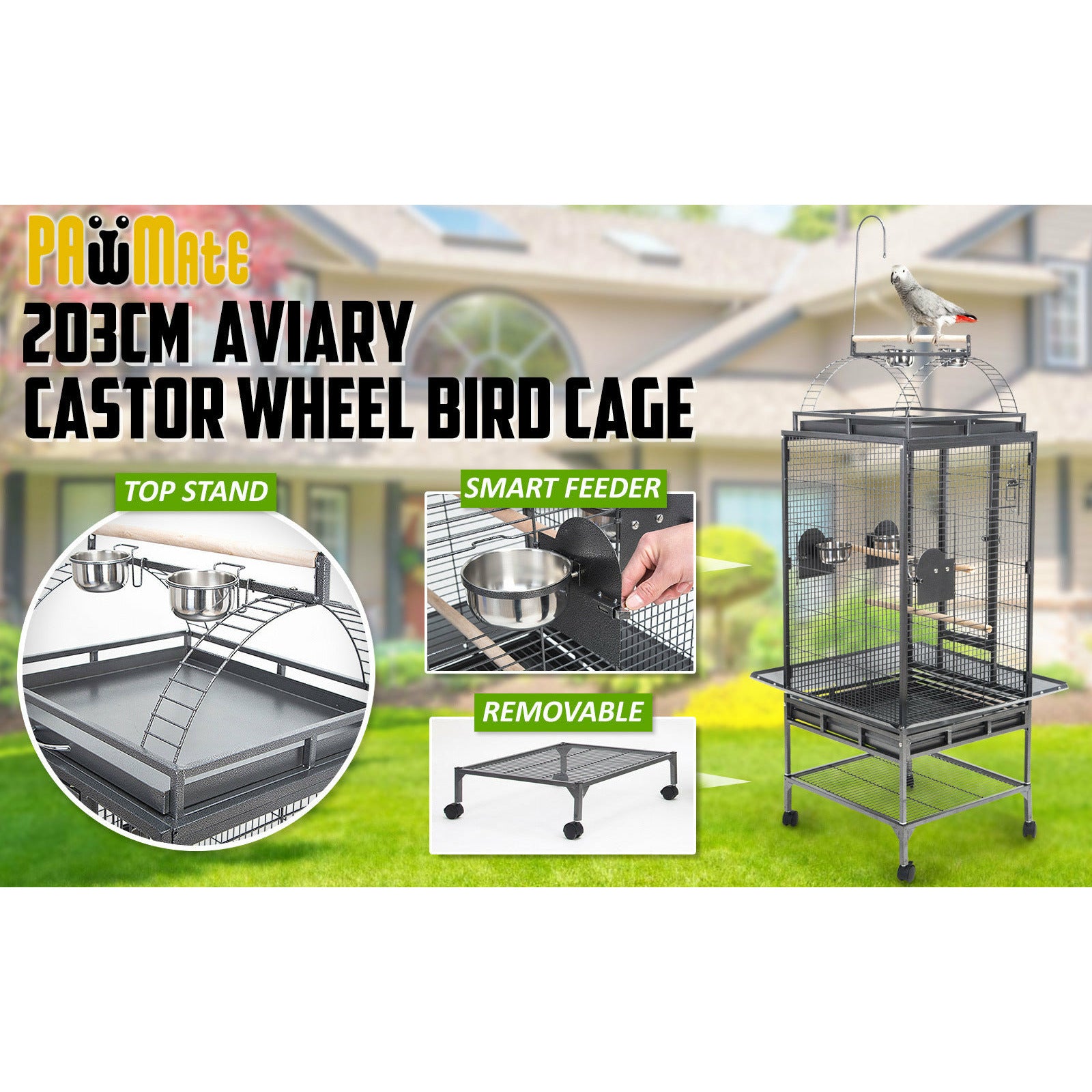 Paw Mate Bird Cage Parrot Aviary Tenor 203cm