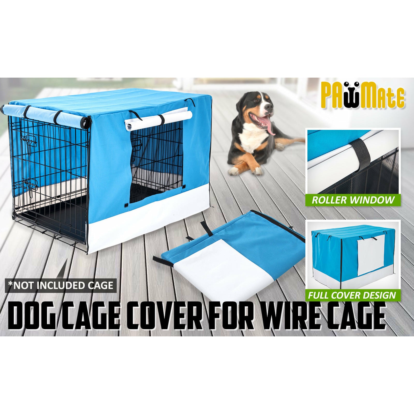 Paw Mate Blue Cage Cover Enclosure for Wire Dog Cage Crate 24in