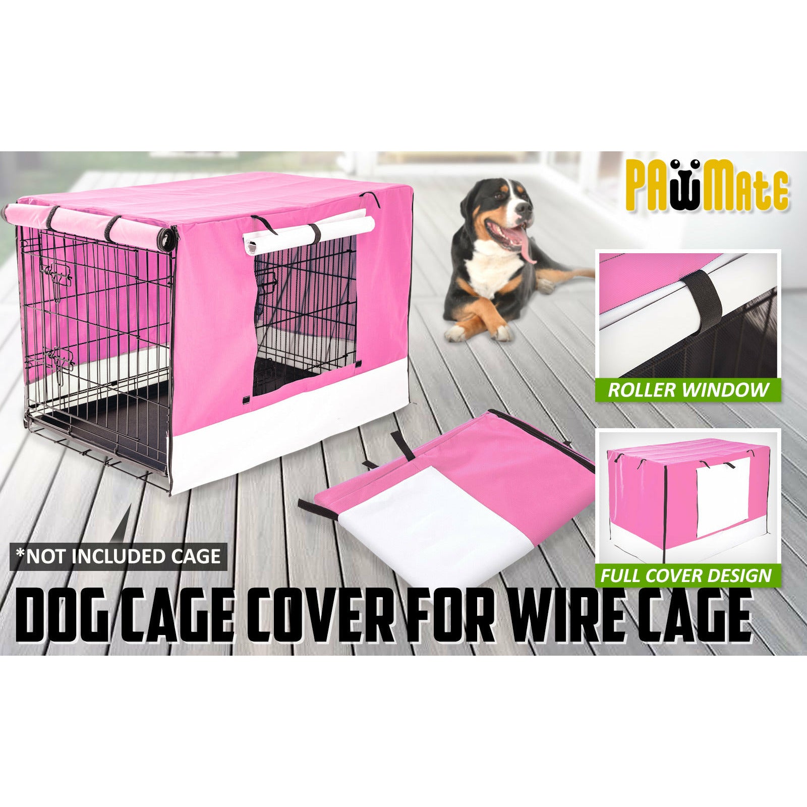Paw Mate Pink Cage Cover Enclosure for Wire Dog Cage Crate 24in