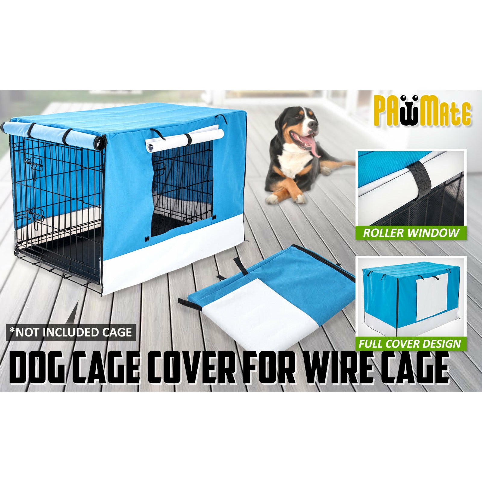 Paw Mate Blue Cage Cover Enclosure for Wire Dog Cage Crate 30in