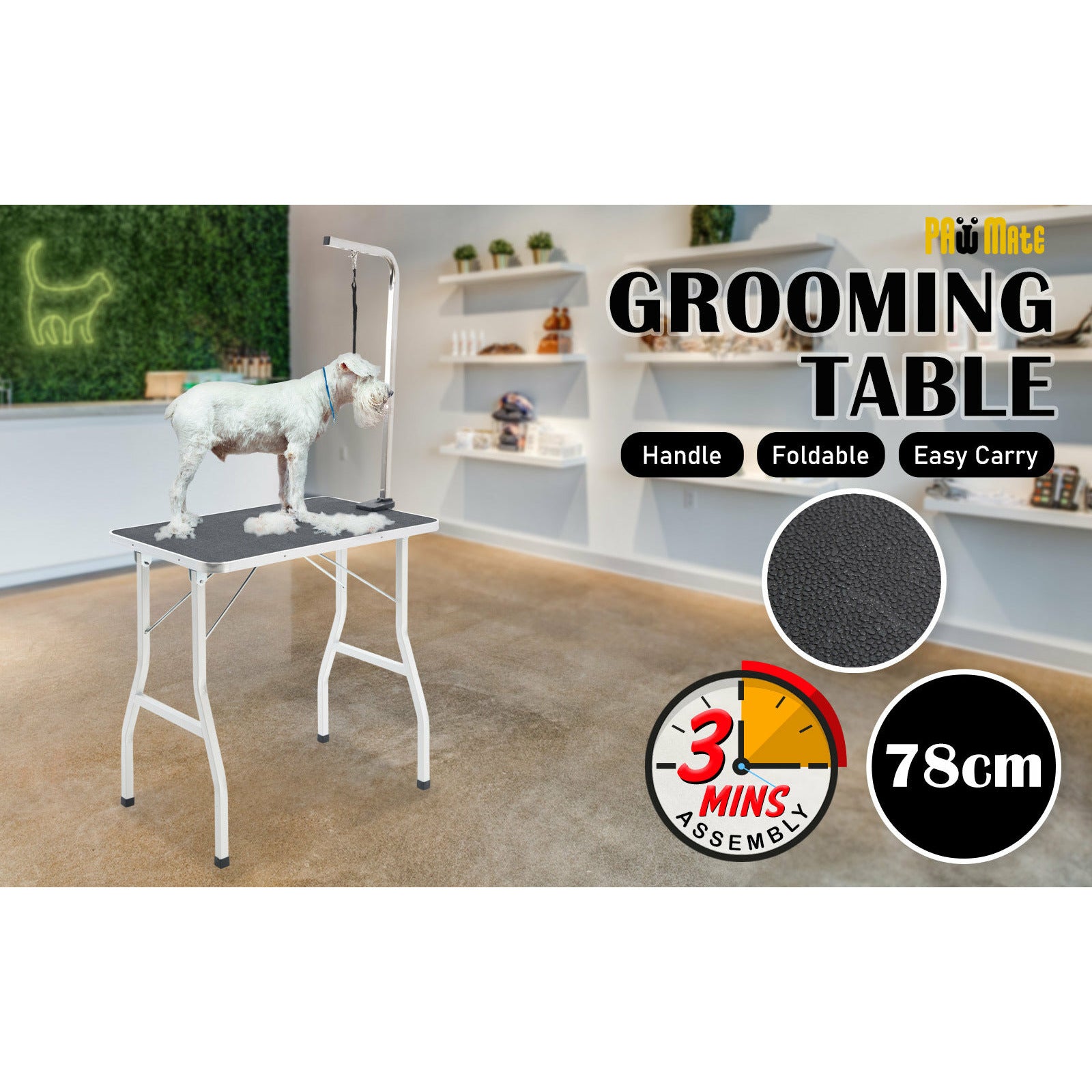 Paw Mate Black Pet Grooming Salon Table Dog Cat 78cm