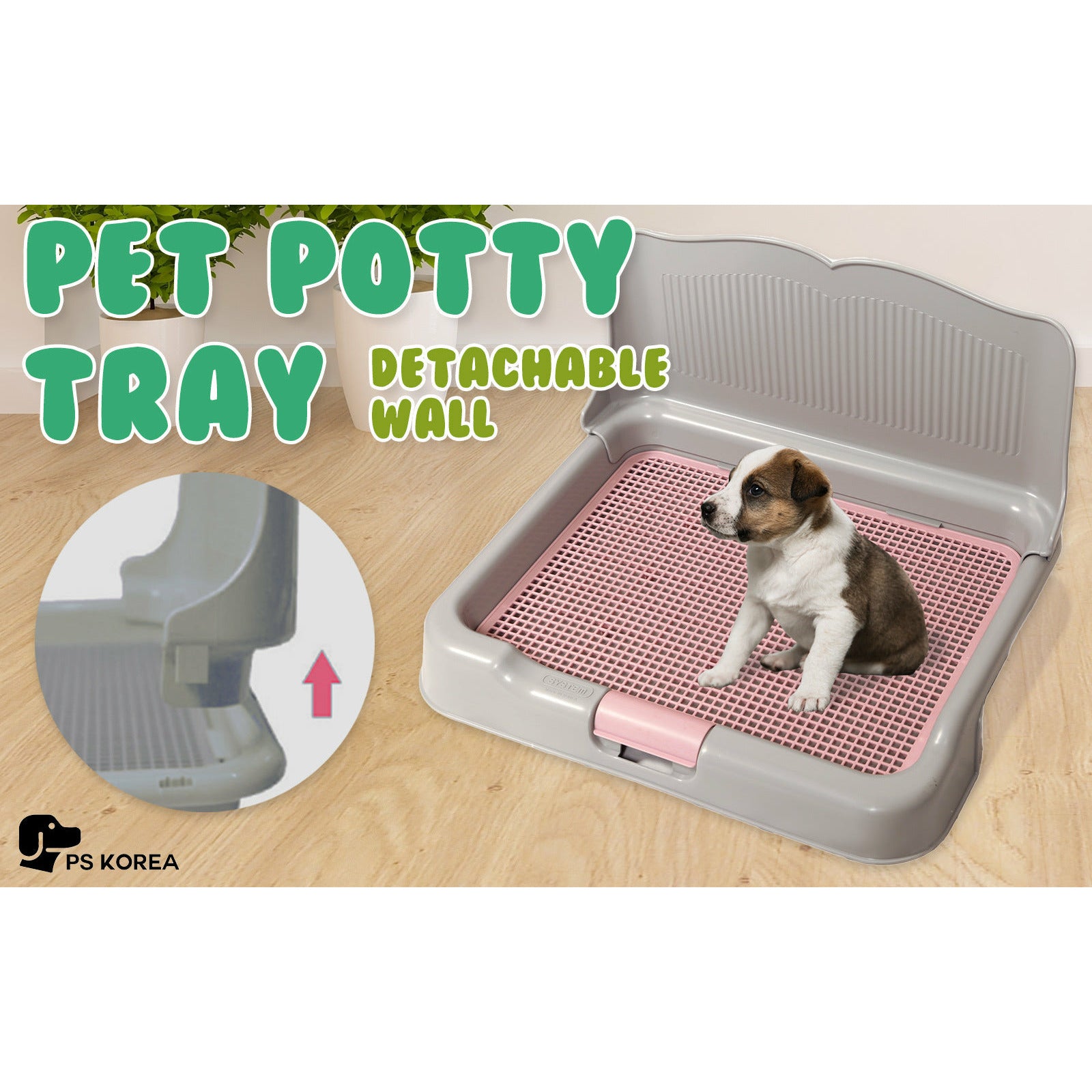 PS KOREA Grey Dog Pet Potty Tray Training Toilet Detachable Wall T2