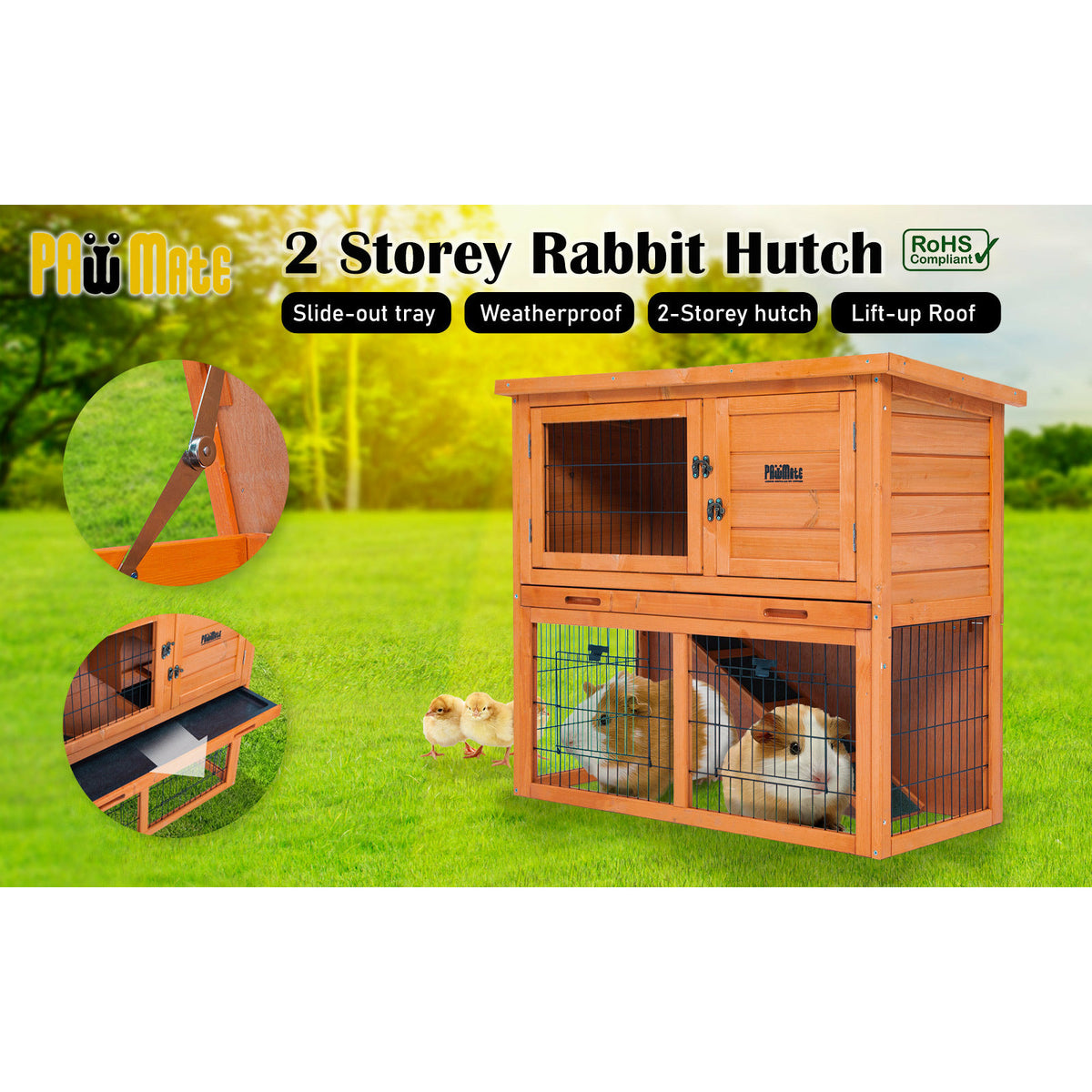 Paw Mate Rabbit Hutch Aria 2 Storey Wooden Chicken Guinea Pig Cage