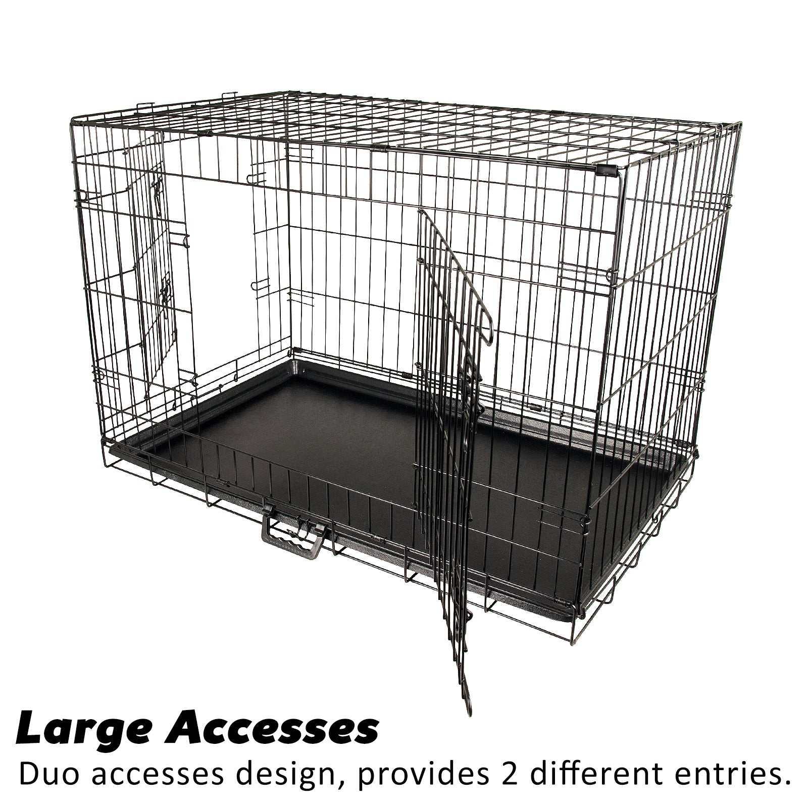 Paw Mate Wire Dog Cage Foldable Crate Kennel 24in with Tray + Cushion Mat Combo