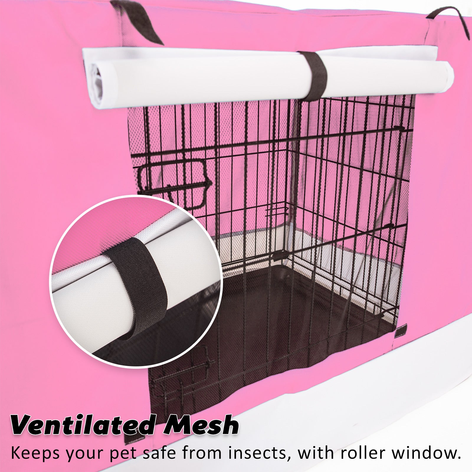 Paw Mate Wire Dog Cage Crate 36in with Tray + Cushion Mat + Pink Cover Combo