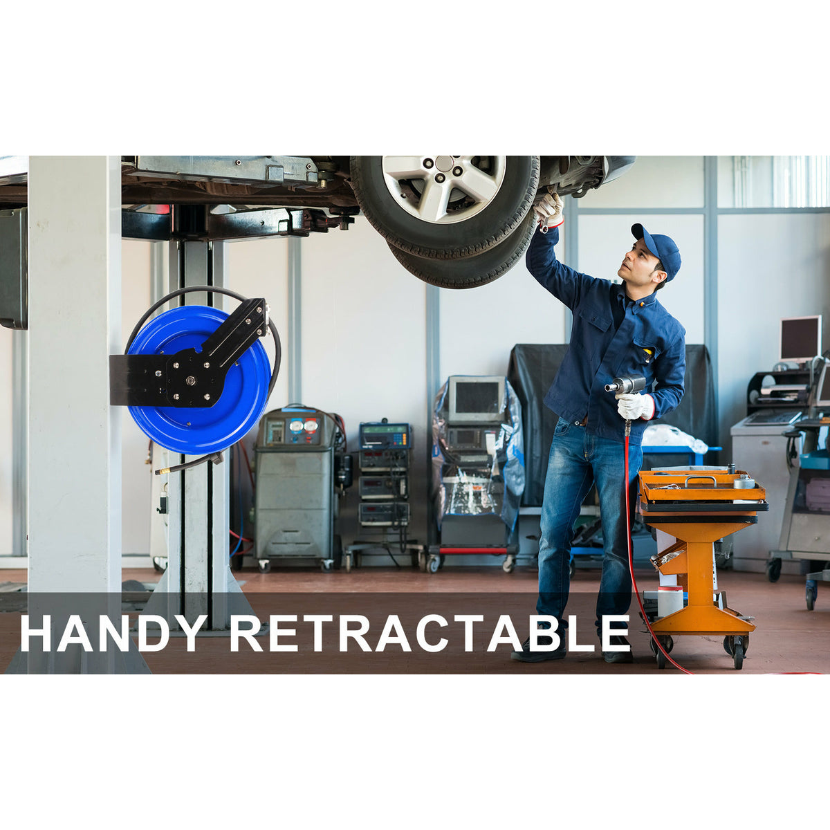 Dynamic Power Air Hose Reel Automotive Industrial 15m Retractable Rewind