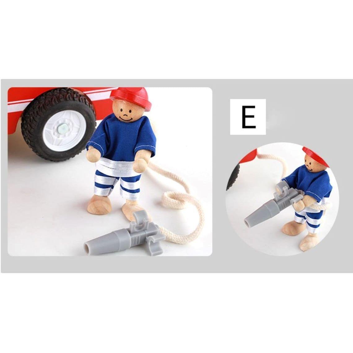 Fire truck wooden 3 years + with ladder and firemen Fire engine Red