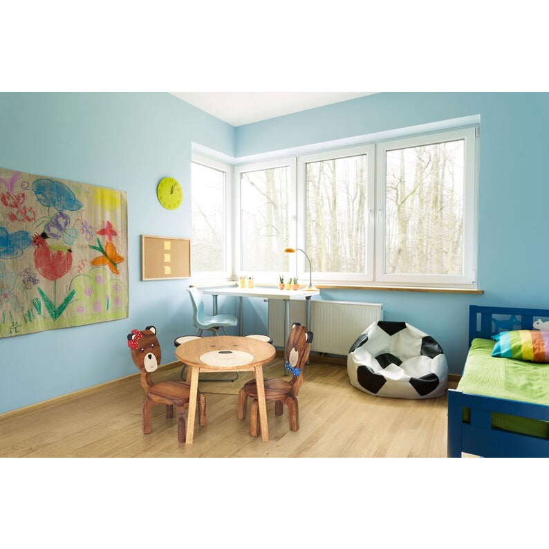 Children's furniture Set Bear Table and 2 Chairs -natural wood handmade and solid build