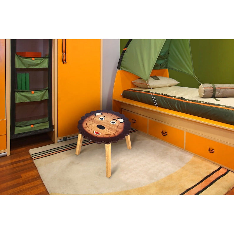 Hand Carved Children's Table Wooden LION Theme