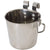 2.8L Stainless Steel Pet Parrot Feeder Dog Cat Bowl Water Bowls Flat Sided Bucket with Riveted Hooks