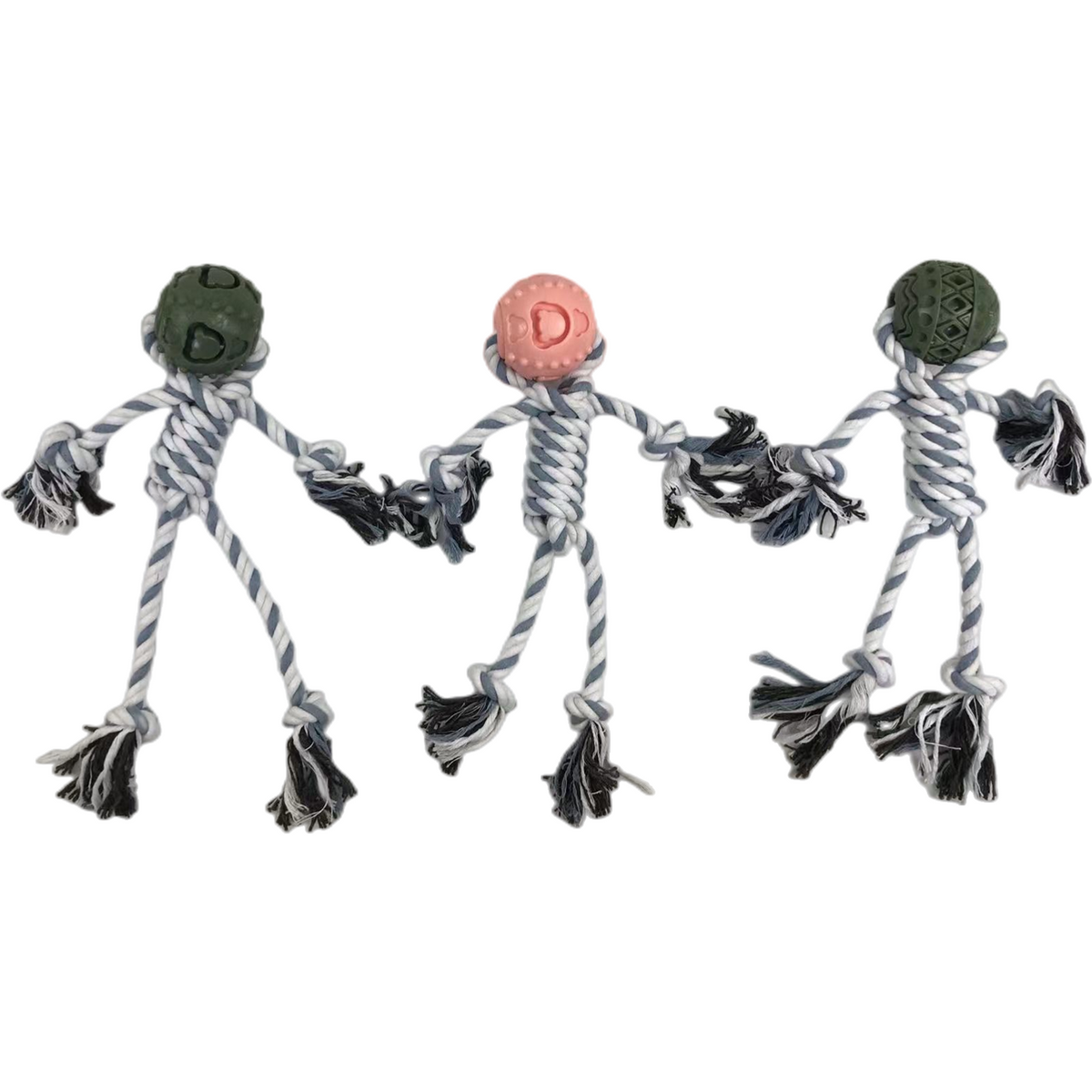 3 x Pet Puppy Dog Toy Play Toy Rubber Ball Knotted Rope Toy