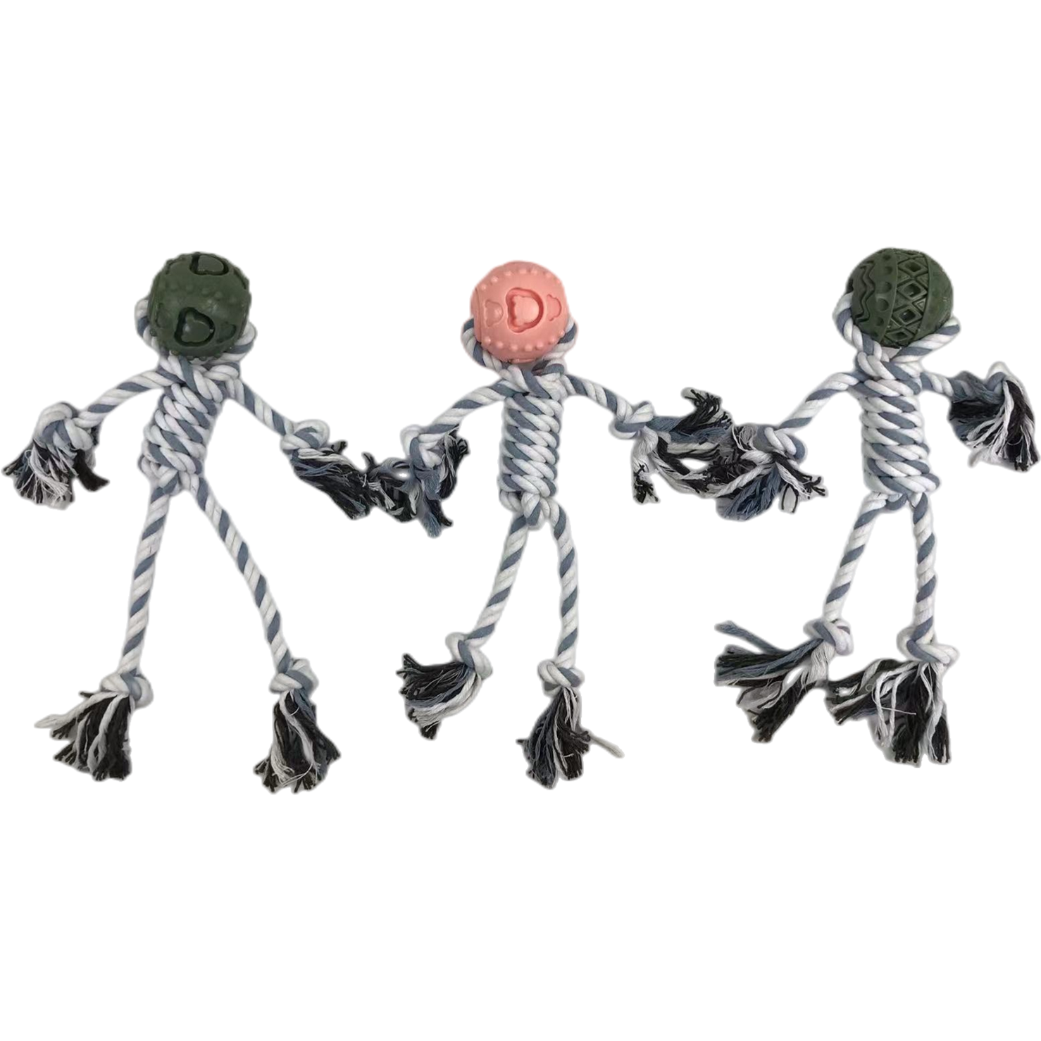 3 x Pet Puppy Dog Toy Play Toy Rubber Ball Knotted Rope Toy