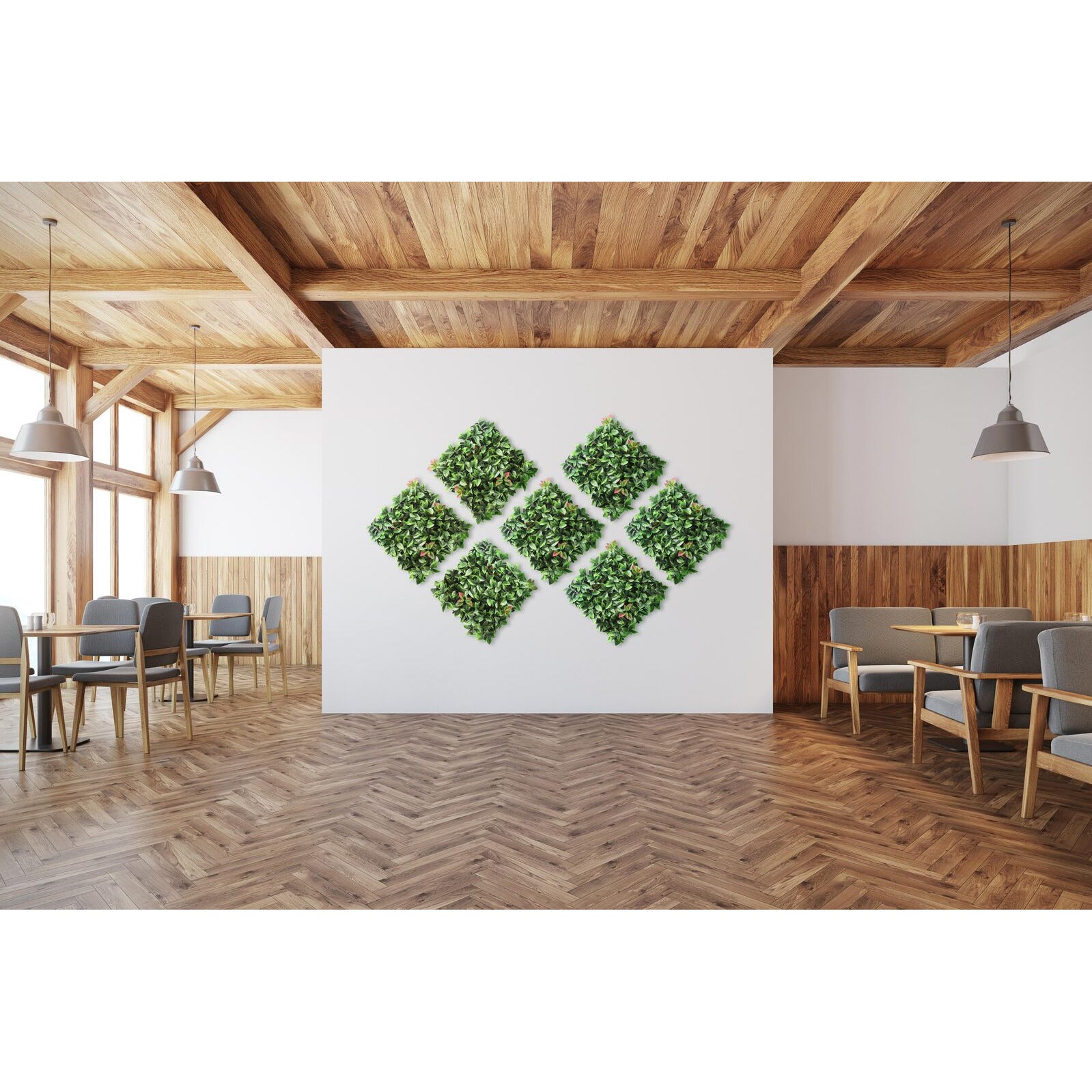 4 x Garden Vertical Wall Hanging Artificial Plants Interlocking Tile Hedge Green UV 50x50cm