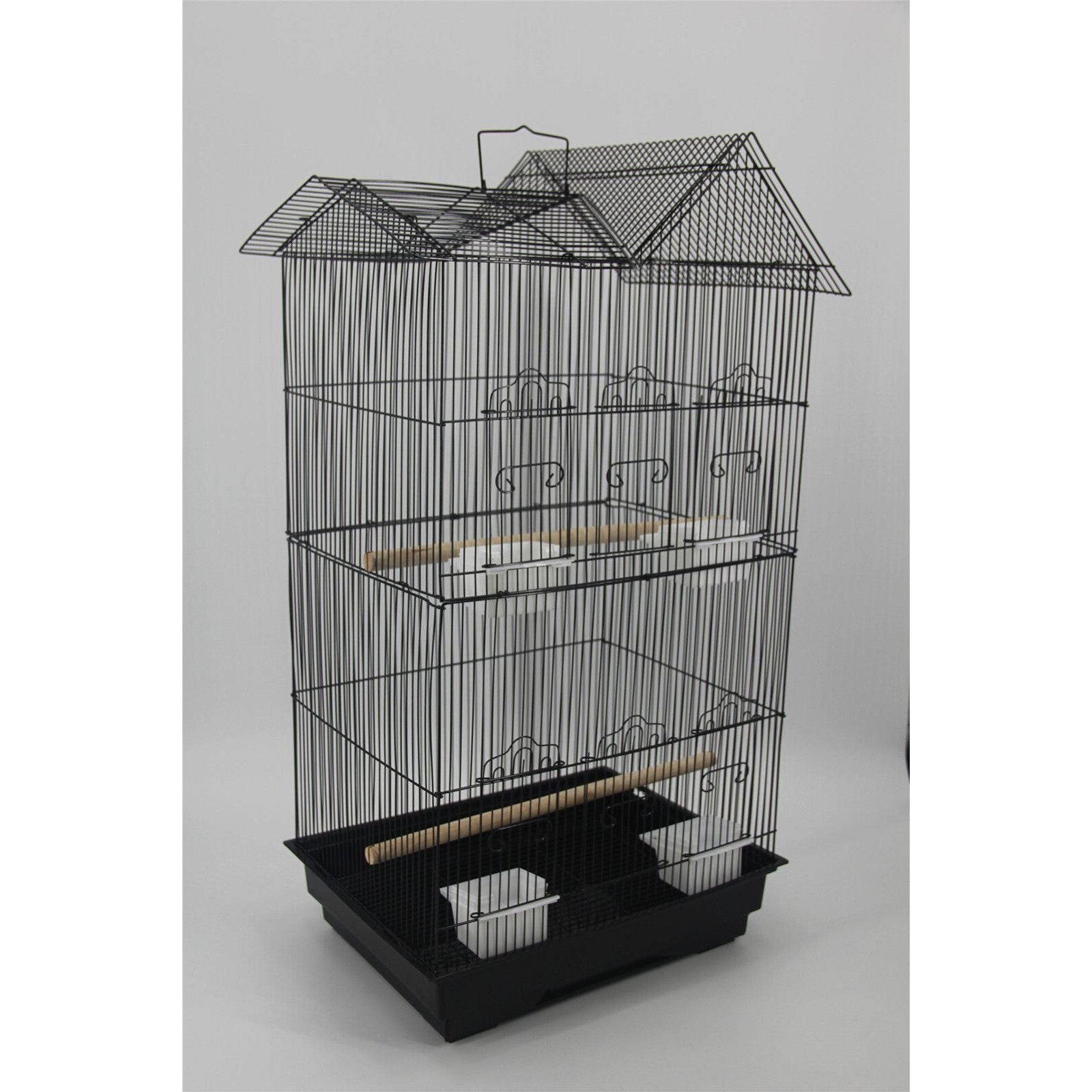 YES4PETS Medium Size Bird Cage Parrot Budgie Aviary with Perch - Black