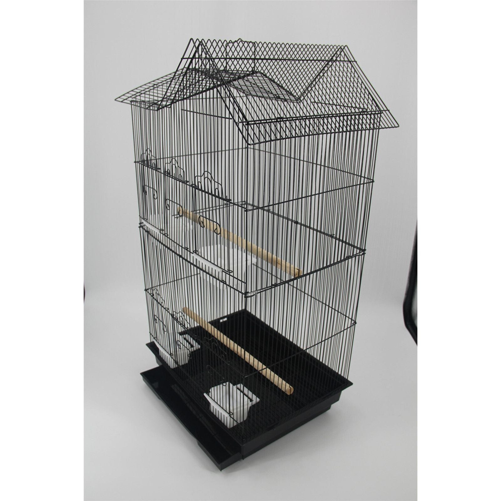 YES4PETS Medium Size Bird Cage Parrot Budgie Aviary with Perch - Black