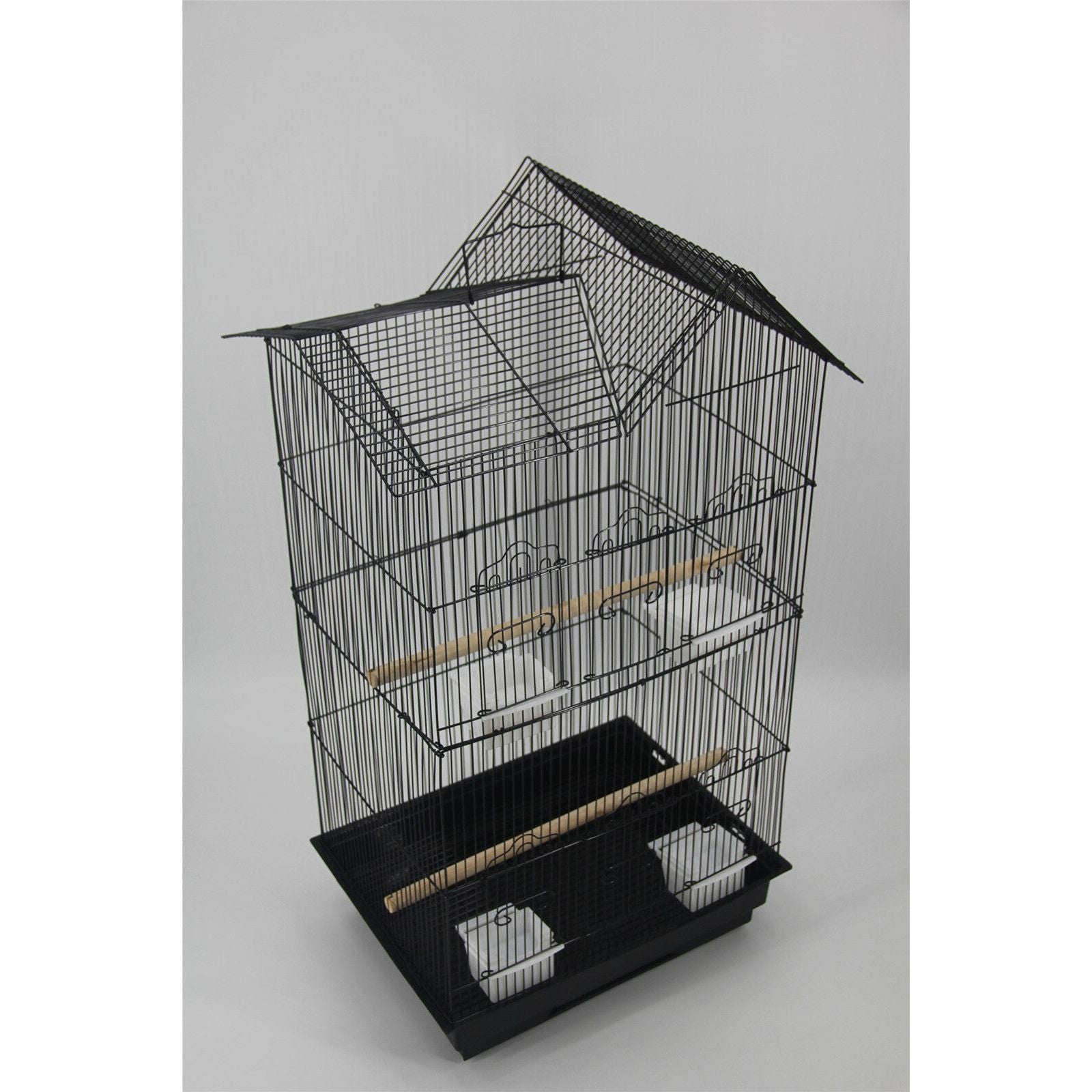 YES4PETS Medium Size Bird Cage Parrot Budgie Aviary with Perch - Black