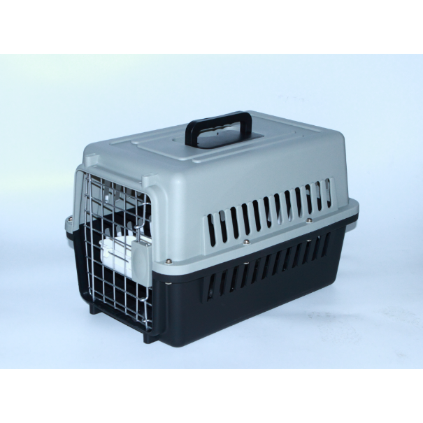 Small Dog Cat Crate Pet Airline Carrier Cage With Bowl and Tray-Black