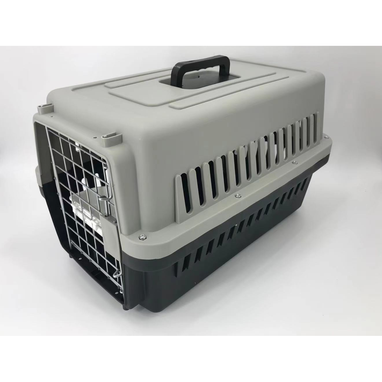 Medium Dog Cat Crate Pet Carrier Airline Cage With Bowl & Tray-Black