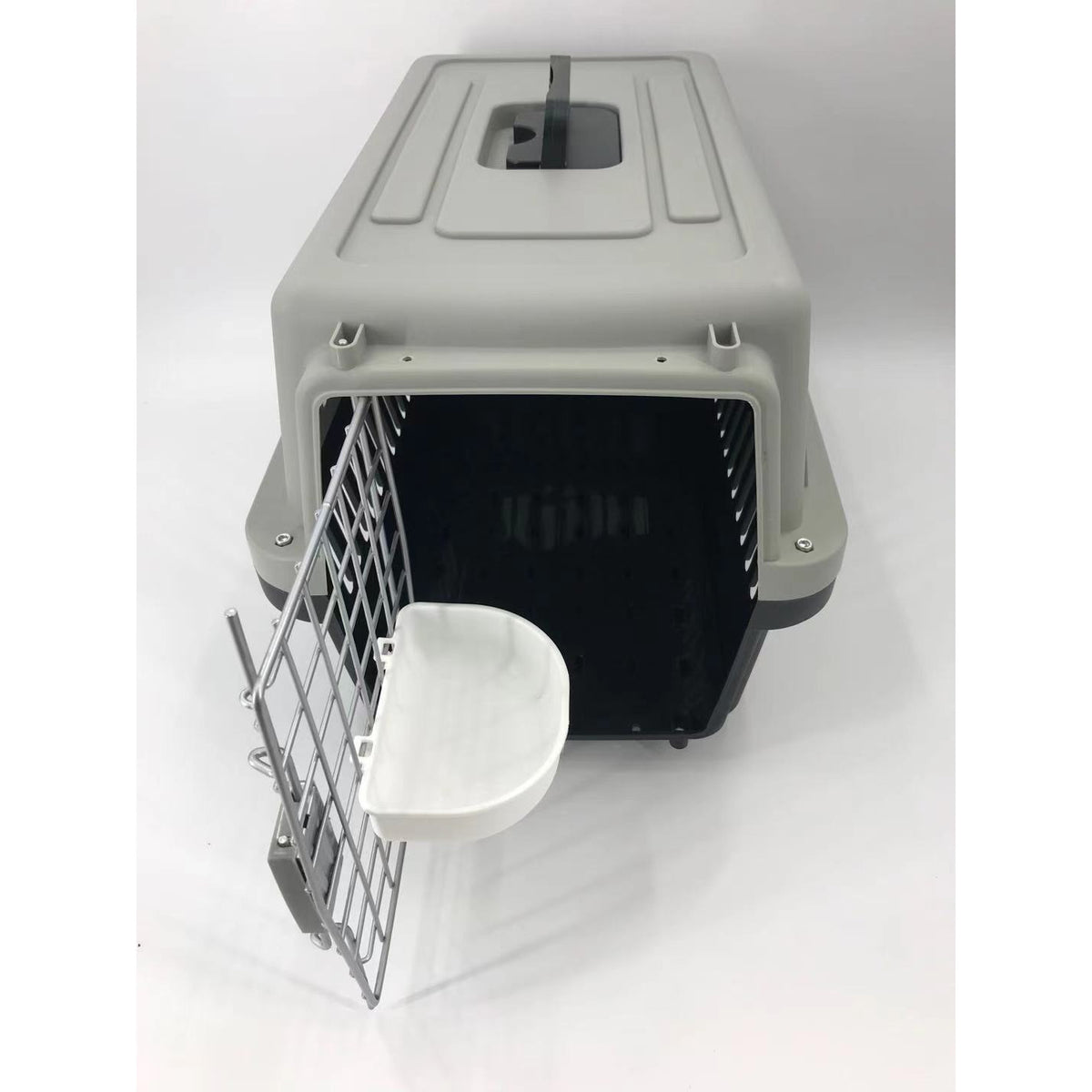Medium Dog Cat Crate Pet Carrier Airline Cage With Bowl & Tray-Black