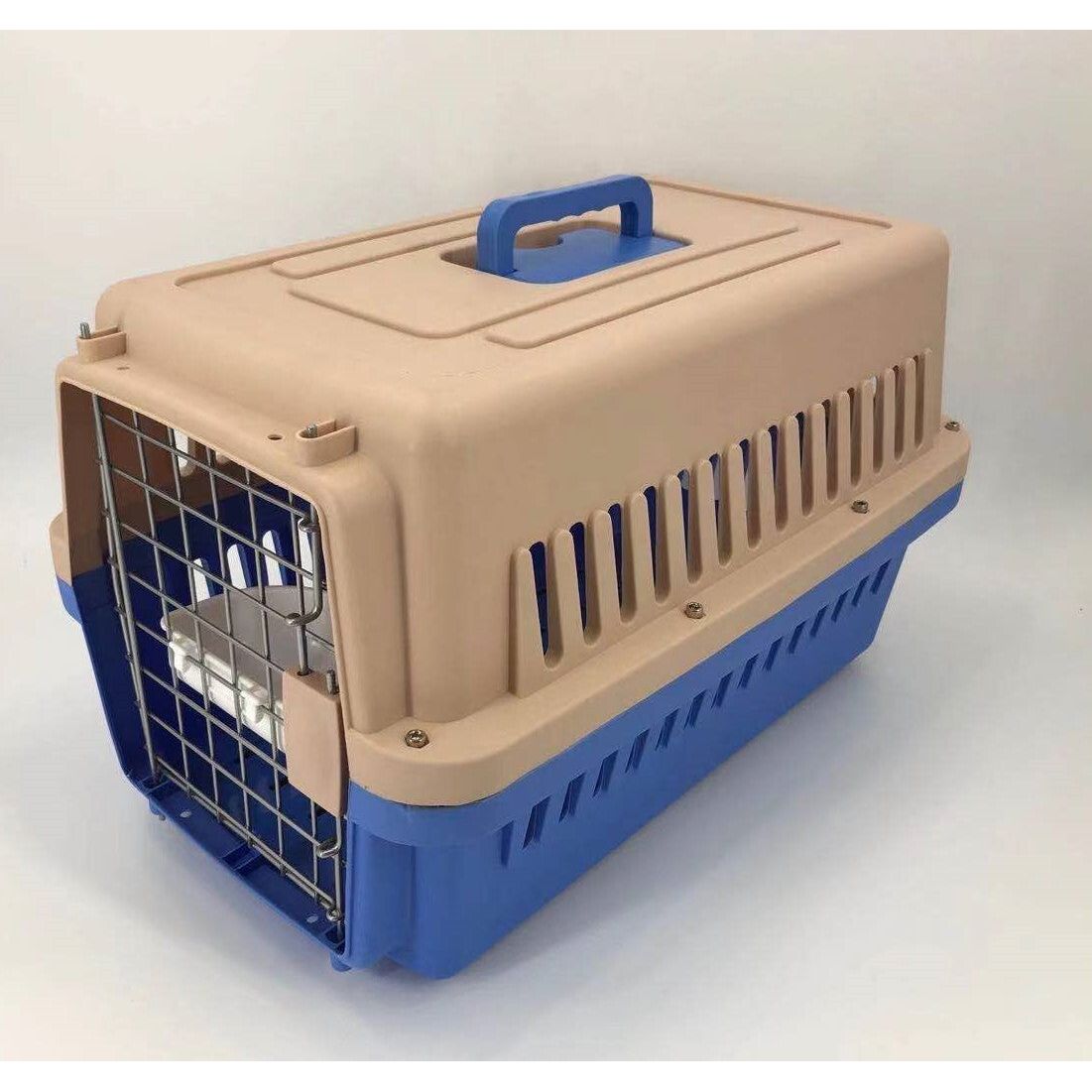 YES4PETS Medium Dog Cat Crate Pet Rabbit Carrier Airline Cage With Bowl & Tray-Blue