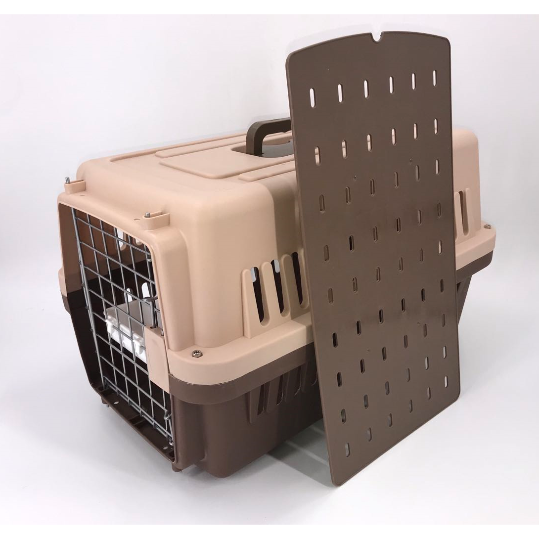 YES4PETS Medium Dog Cat Crate Pet Rabbit Carrier Airline Cage With Bowl &amp; Tray-Brown