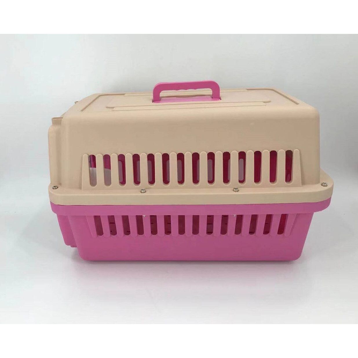 YES4PETS Medium Dog Cat Crate Pet Carrier Airline Cage With Bowl & Tray-Pink