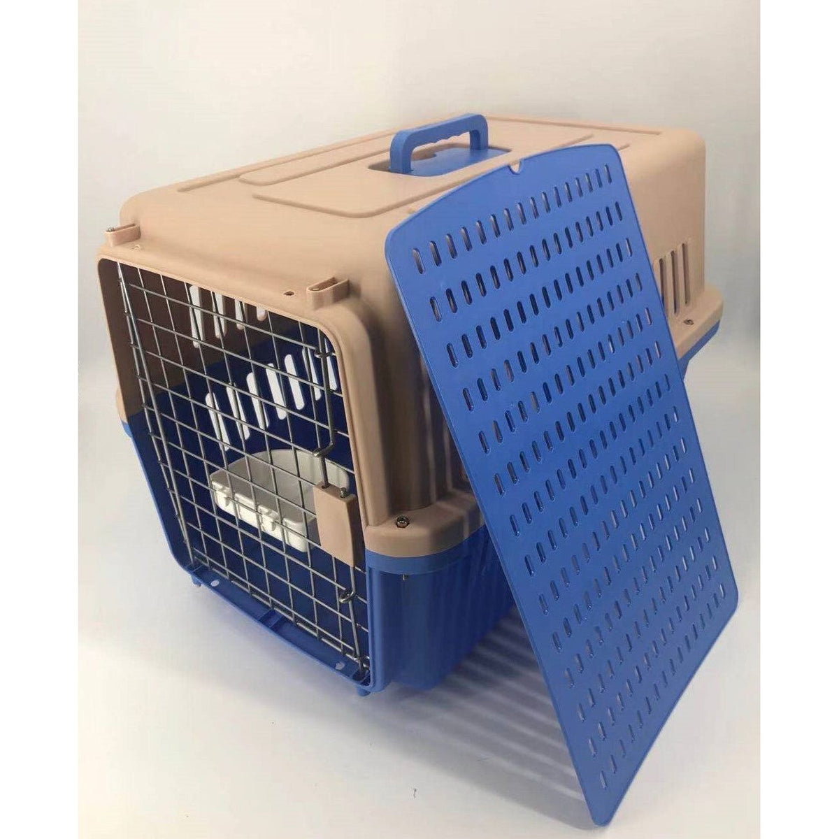 YES4PETS Large Dog Cat Crate Pet Carrier Rabbit Airline Cage With Tray And Bowl Blue