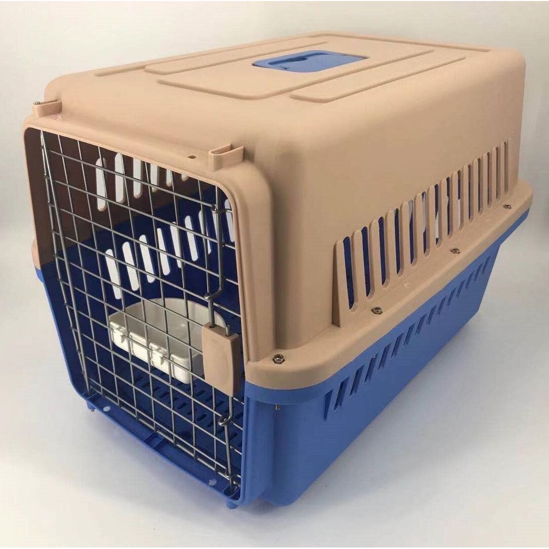 YES4PETS Large Dog Cat Crate Pet Carrier Rabbit Airline Cage With Tray And Bowl Blue