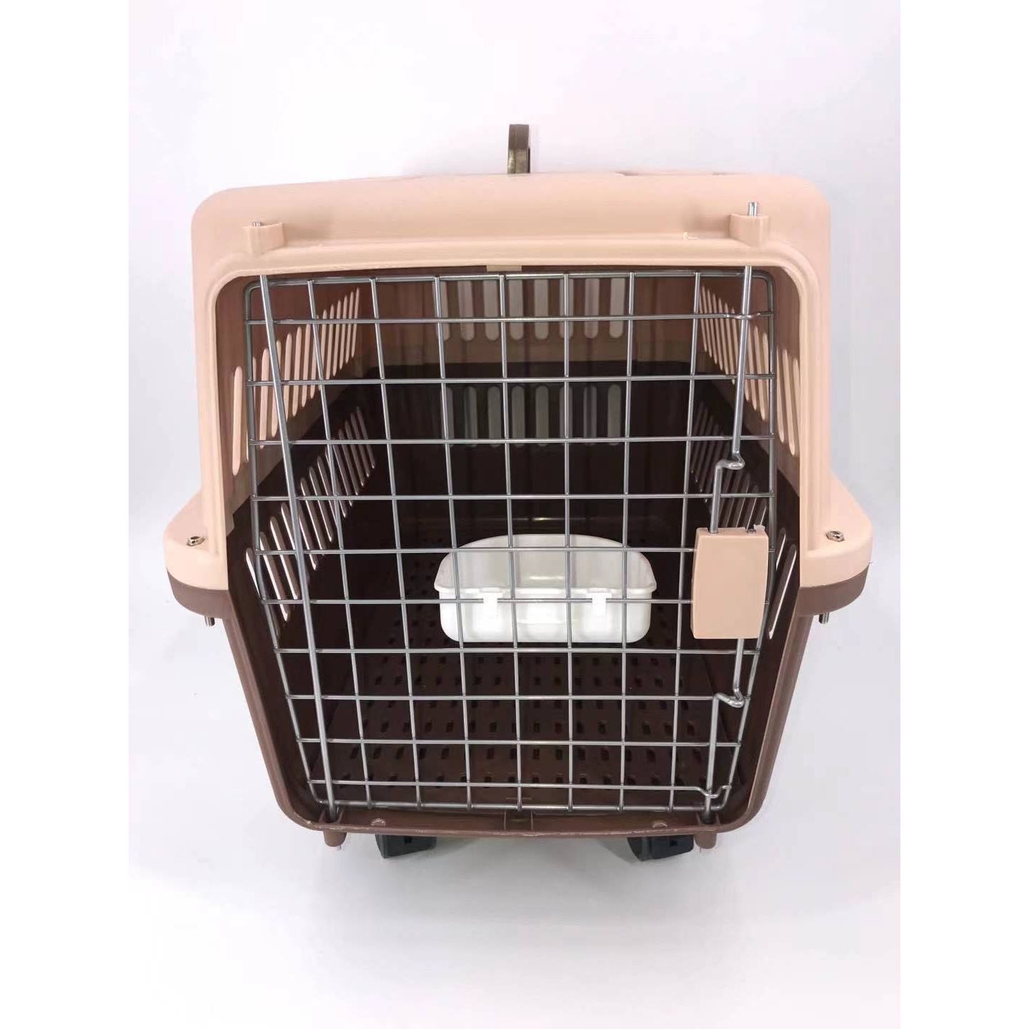 YES4PETS Large Airline Dog Cat Crate Pet Carrier Cage With Tray And Bowl Brown