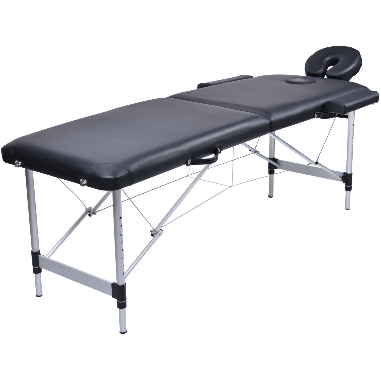 2 Fold Portable Aluminium Massage Table Massage Bed Beauty Therapy Black
