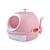 Hooded Cat Toilet Litter Box Tray House With Drawer & Scoop Pink