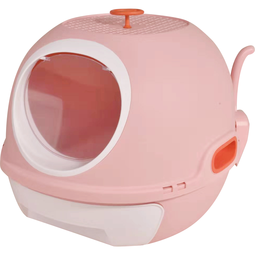 Hooded Cat Toilet Litter Box Tray House With Drawer and Scoop Pink