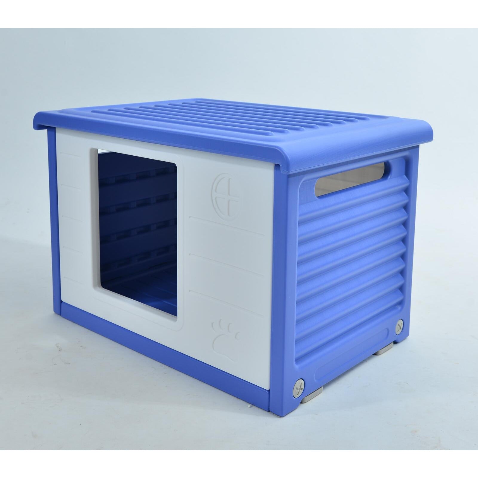 Small Plastic Pet Dog Puppy Cat House Kennel Blue