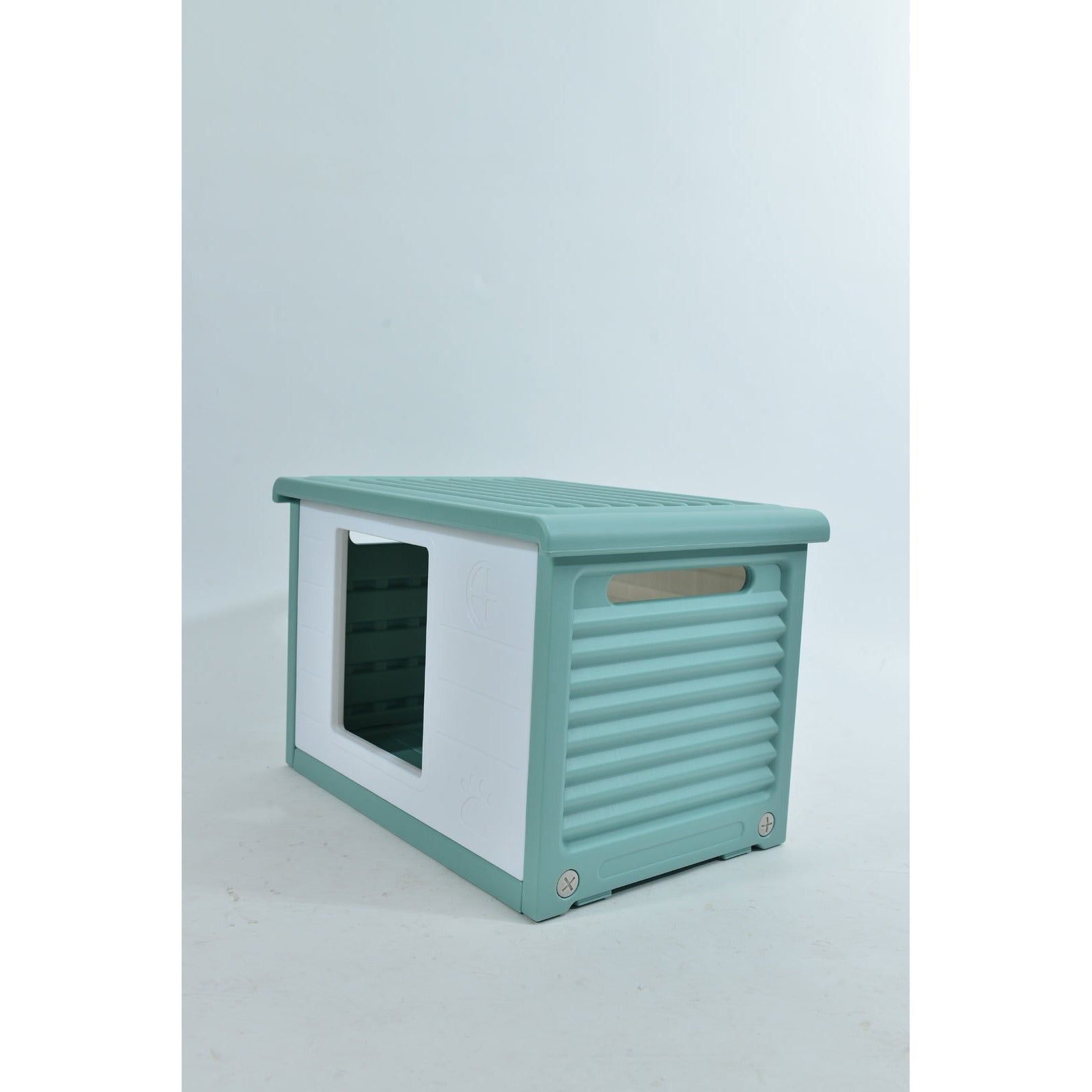 Small Plastic Pet Dog Puppy Cat House Kennel Green