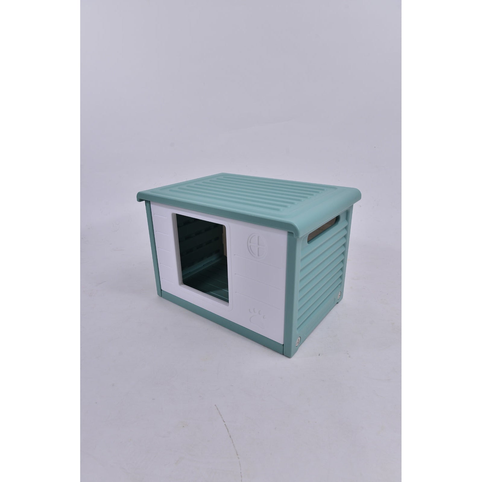 Small Plastic Pet Dog Puppy Cat House Kennel Green