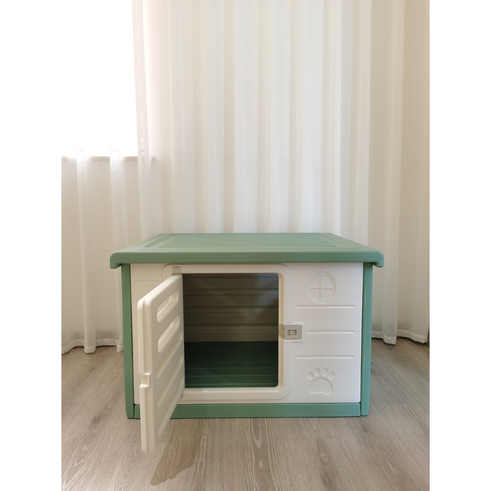 Medium Plastic Pet Dog Puppy Cat House Kennel Green