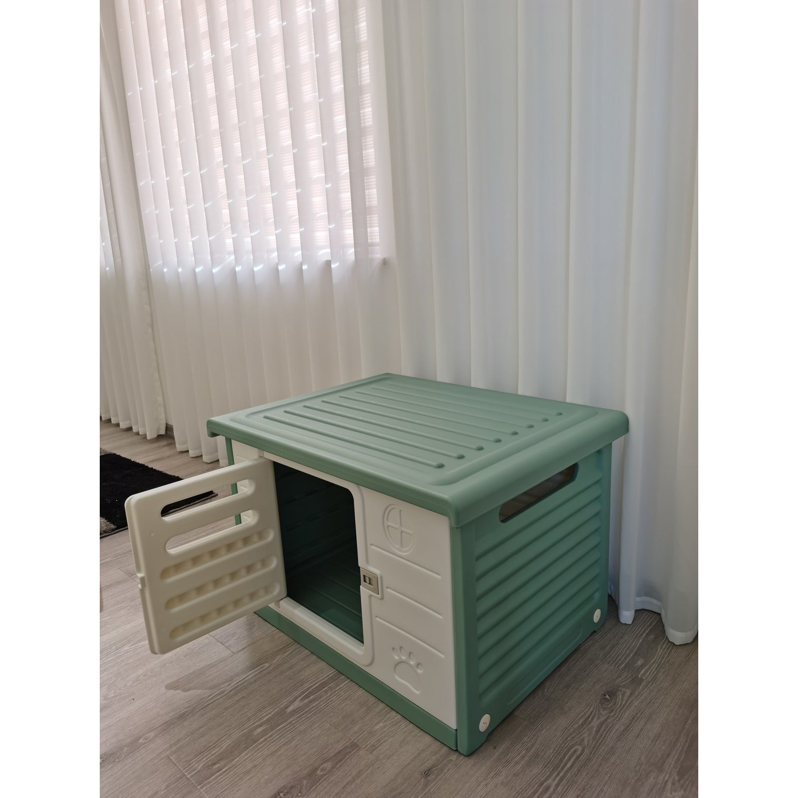 Medium Plastic Pet Dog Puppy Cat House Kennel Green