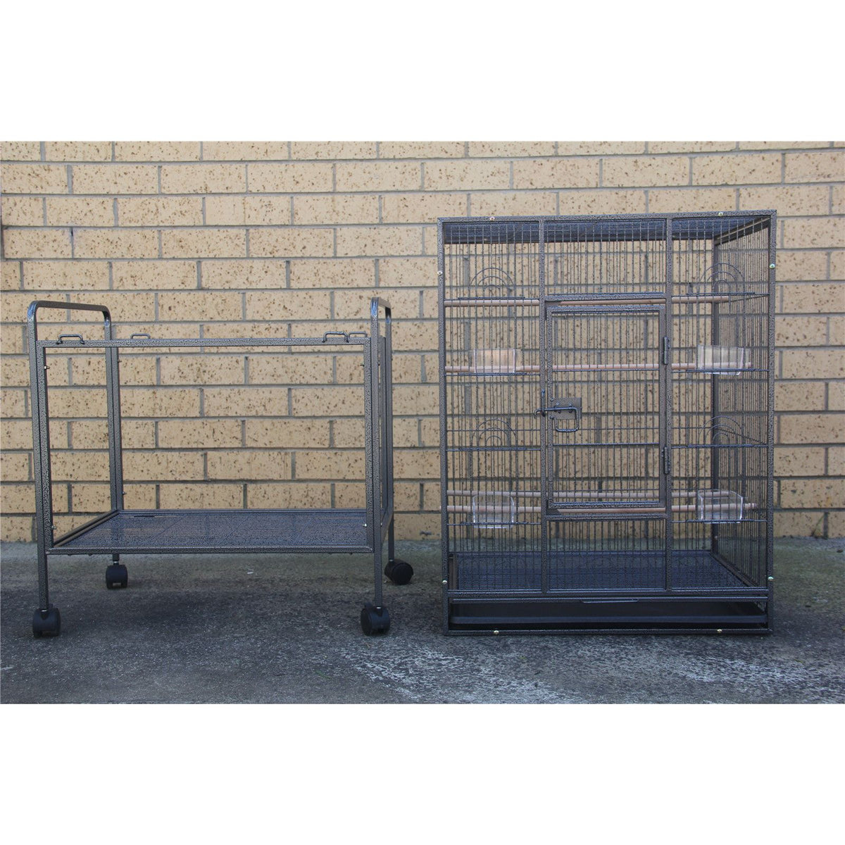 YES4PETS 135cm Bird Cage Parrot Aviary Pet Stand-alone Budgie Perch Castor Wheels