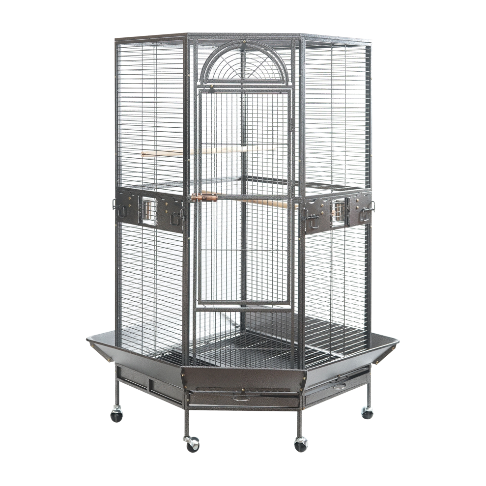 YES4PETS 161 cm XL Corner Bird Cage Pet Parrot Aviary Perch Castor Wheel