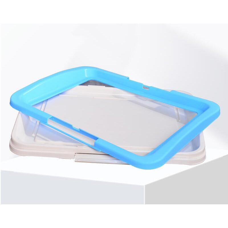 Large Portable Dog Potty Training Tray Pet Puppy Toilet Trays Loo Pad Mat Blue
