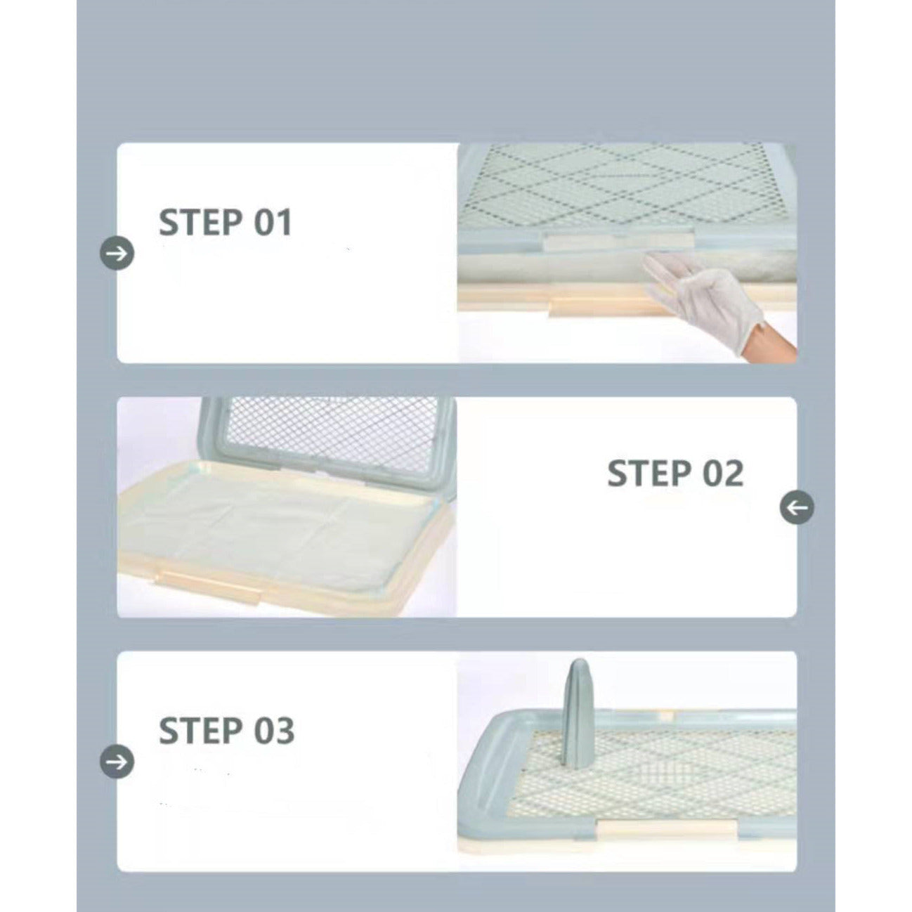 Medium Portable Dog Potty Training Tray Pet Puppy Toilet Trays Loo Pad Mat Blue