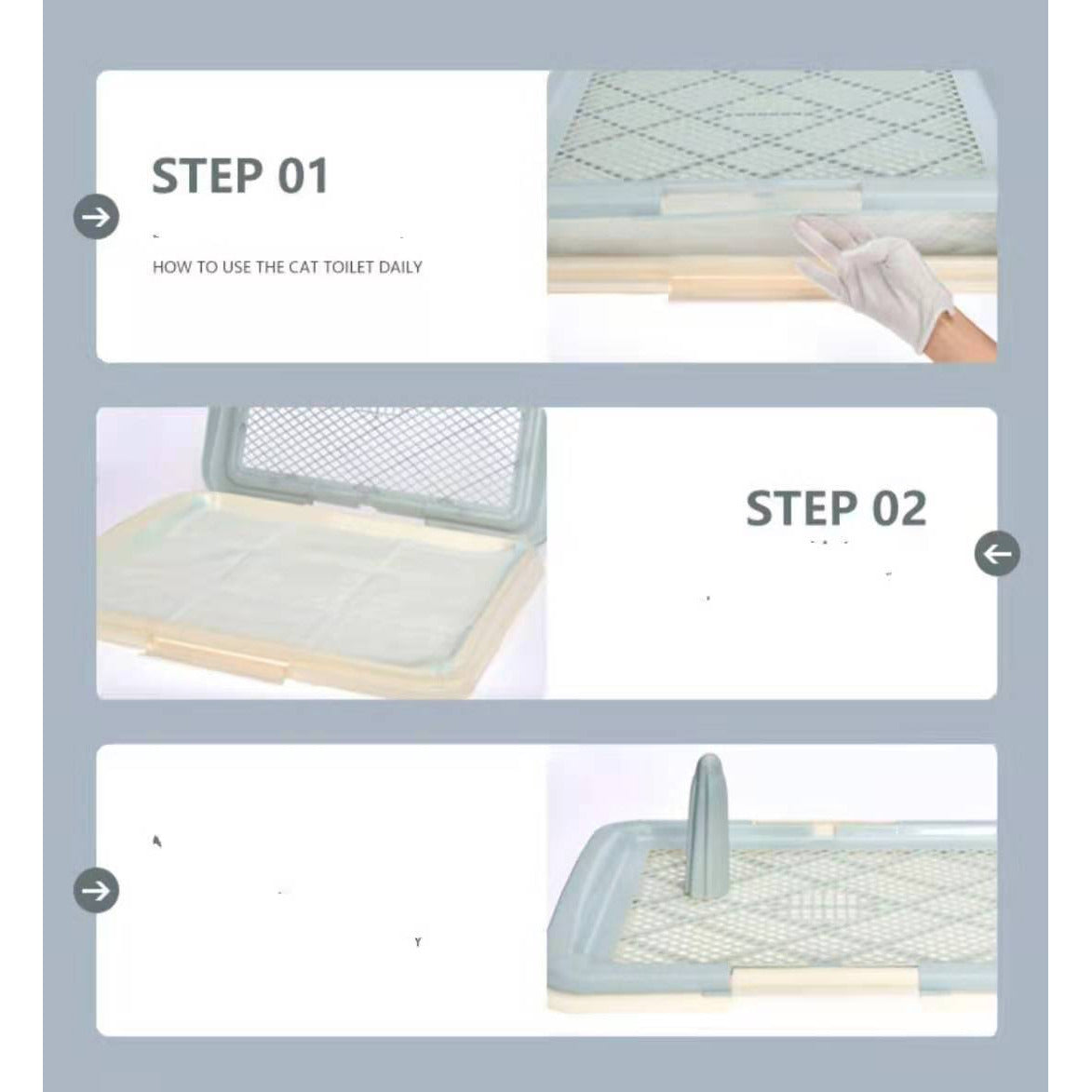 Large Portable Dog Potty Training Tray Pet Puppy Toilet Trays Loo Pad Mat Blue