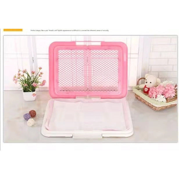 Large Portable Dog Potty Training Tray Pet Puppy Toilet Trays Loo Pad Mat Pink