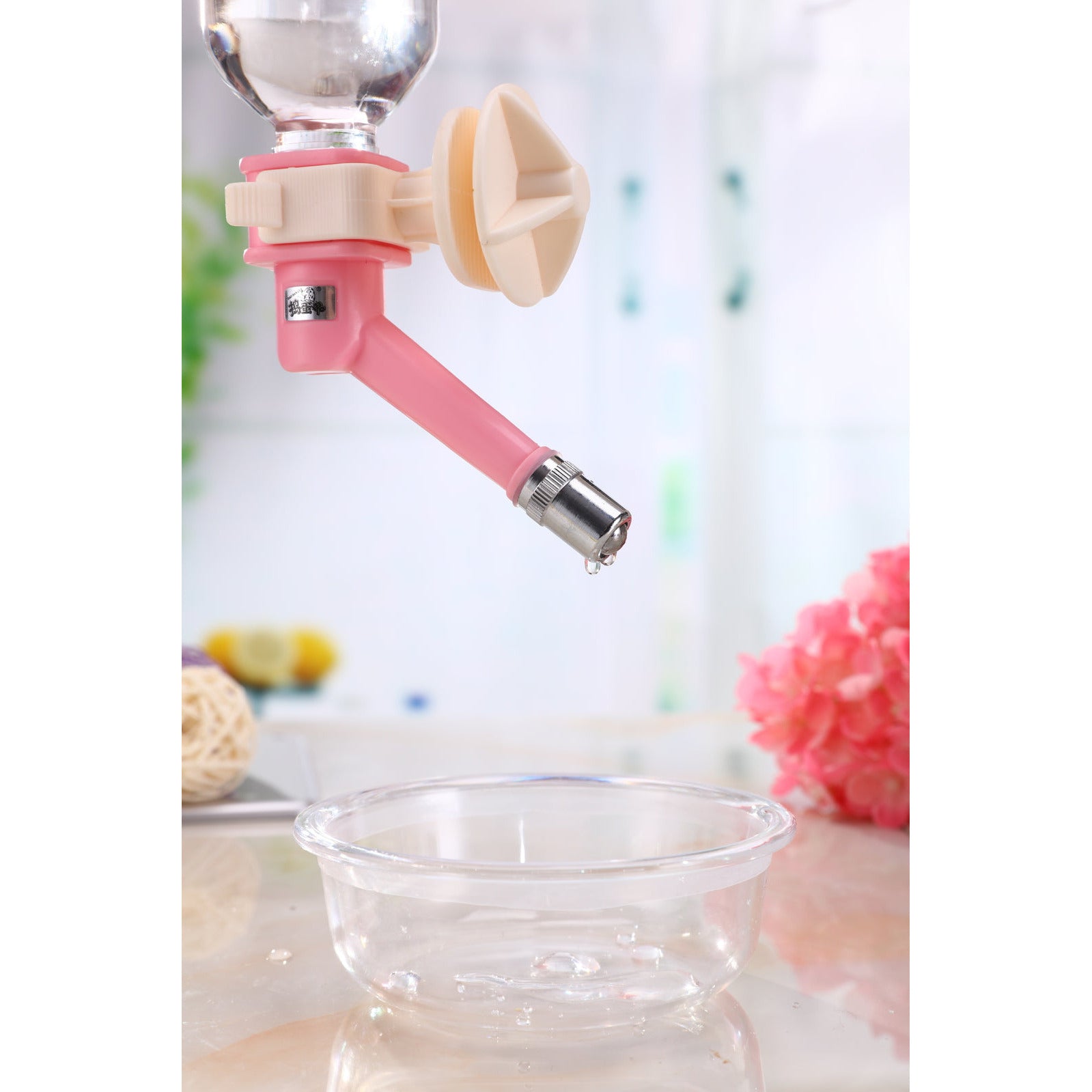 2 x Pet Hanging Water Bottle No Drip Water Dispenser Rabbit Dog Cat Drinking Bottle-Pink