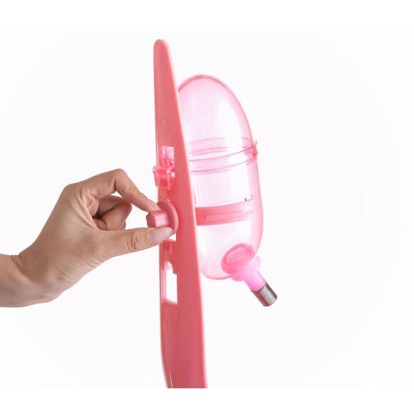 Dog Cat Guinea Pig Water Food Feeder Rabbit Bowl Dispenser Bottle-Pink