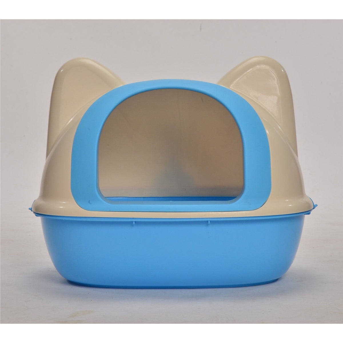 Medium Hooded Cat Toilet Litter Box Tray House With Scoop Blue