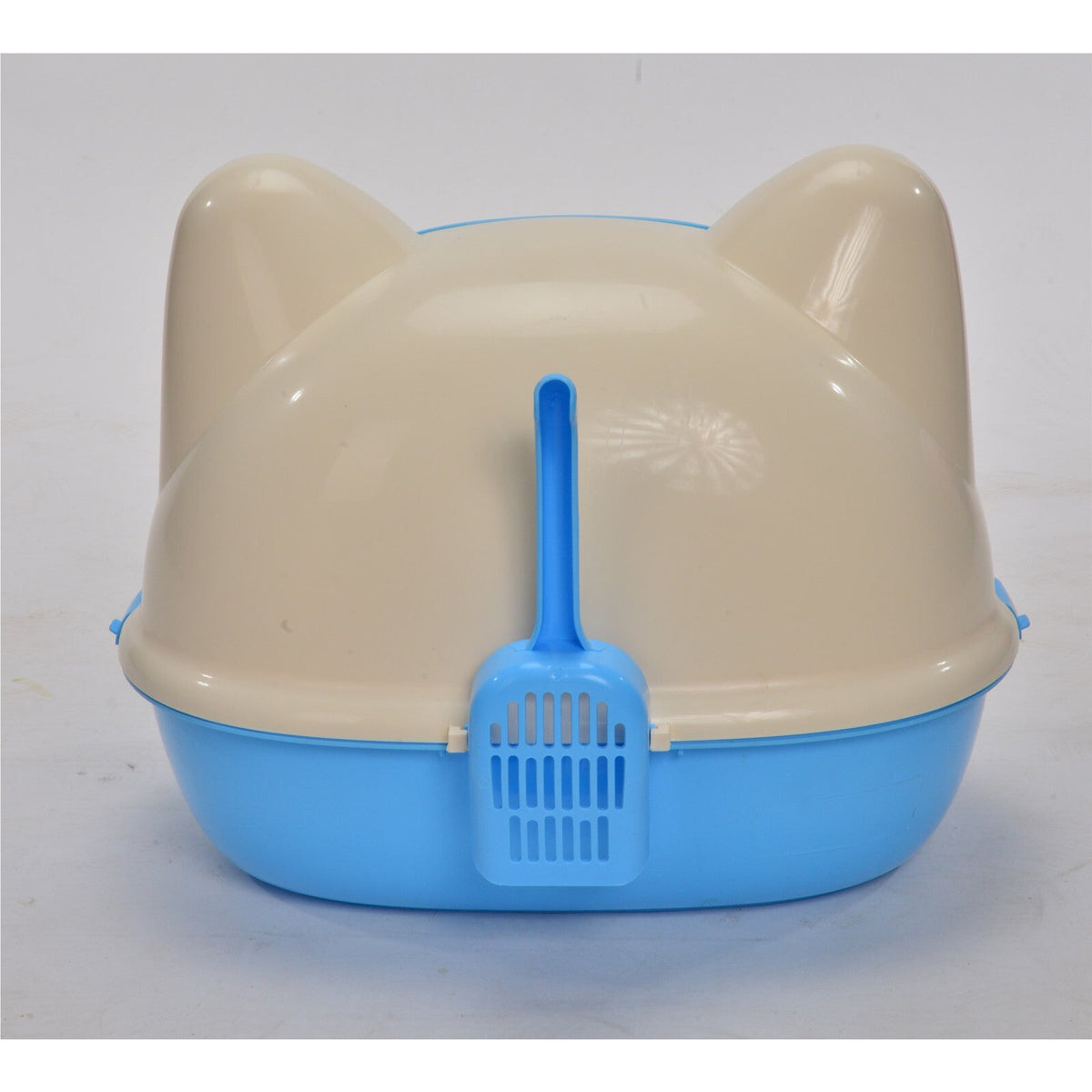Medium Hooded Cat Toilet Litter Box Tray House With Scoop Blue