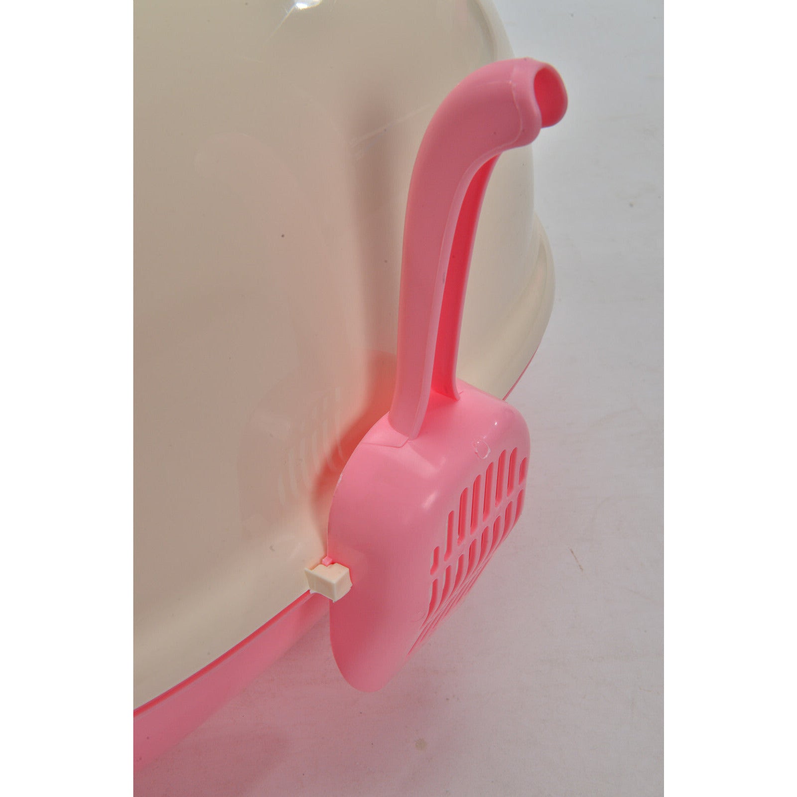 Medium Hooded Cat Toilet Litter Box Tray House With Scoop Pink