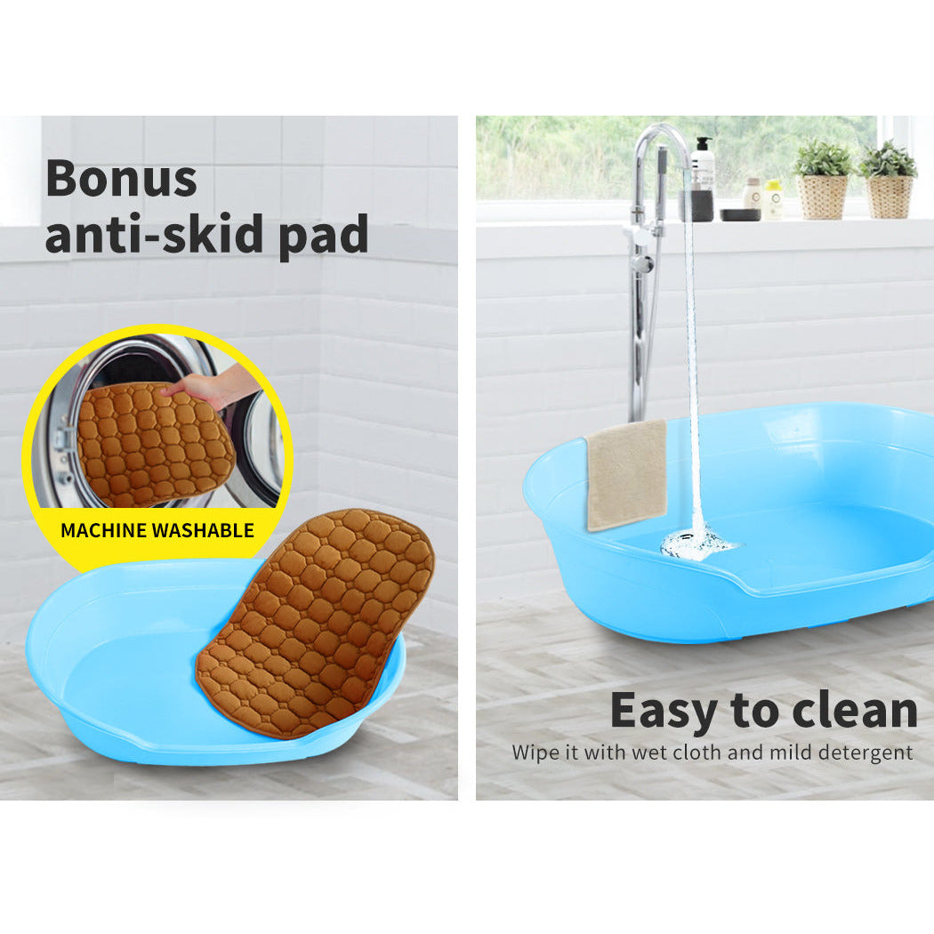 Pet Bed Small Plastic Dog Bedding Sleeping Resting Washable Basket Blue
