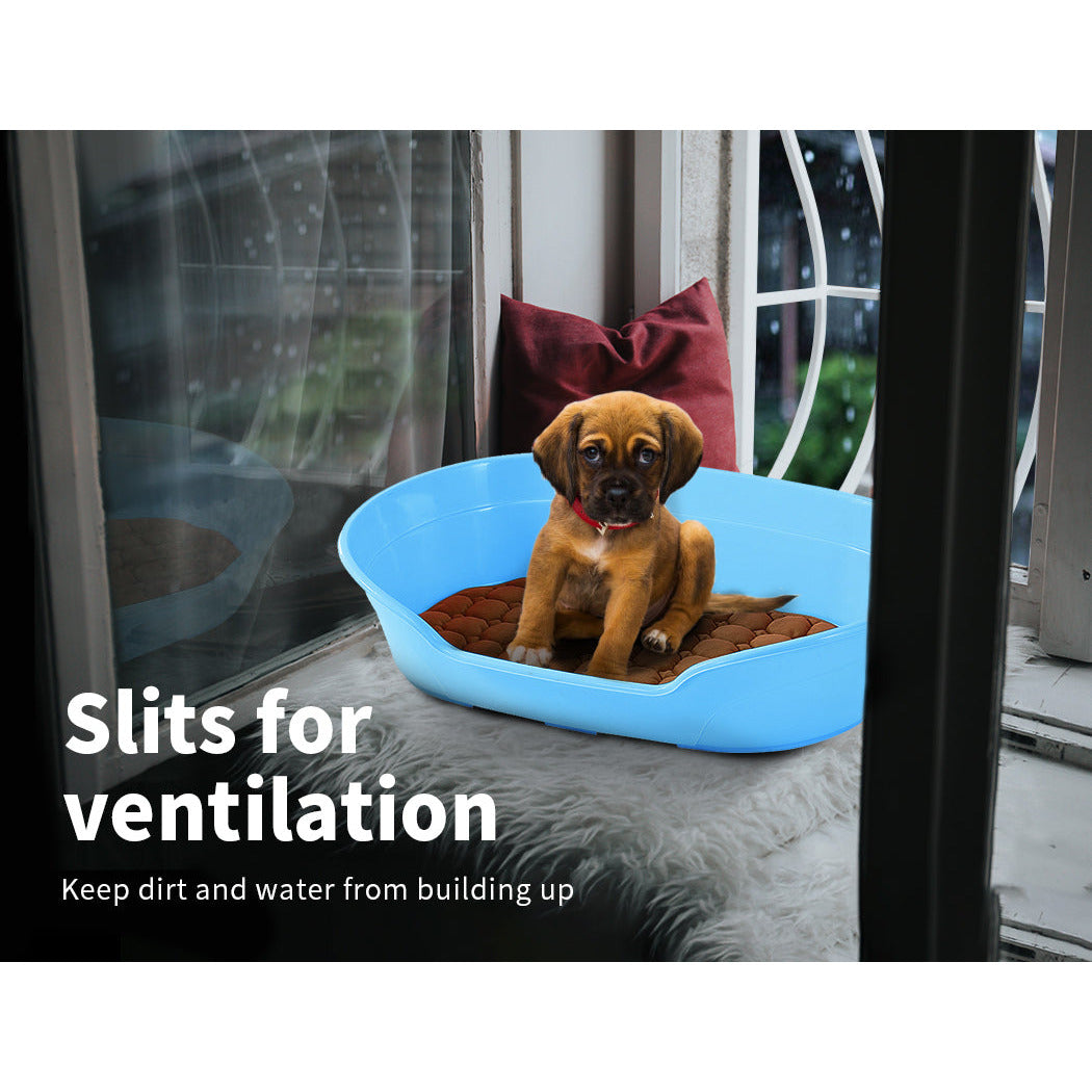 Pet Bed Small Plastic Dog Bedding Sleeping Resting Washable Basket Blue